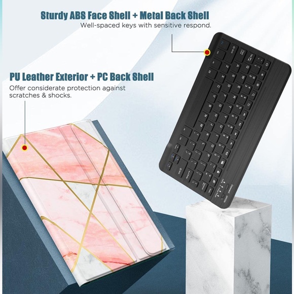 iPad Air 4th Gen 2020 10.9 Inch Trifold Tablet Cover Removable Wireless Keyboard - Picture 11 of 13